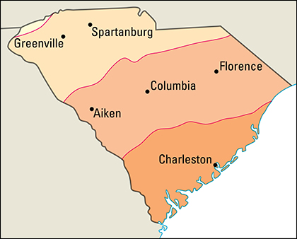 Average January temperatures in South Carolina