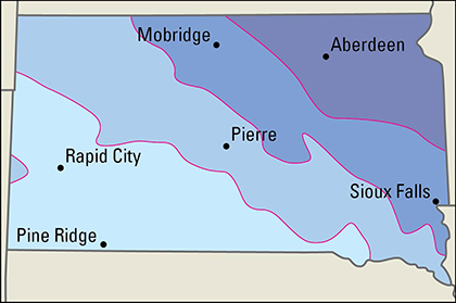 Average January temperatures in South Dakota