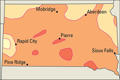 Average July temperatures in South Dakota