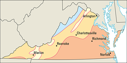 Average January temperatures in Virginia