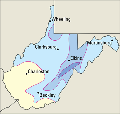 Average January temperatures in West Virginia