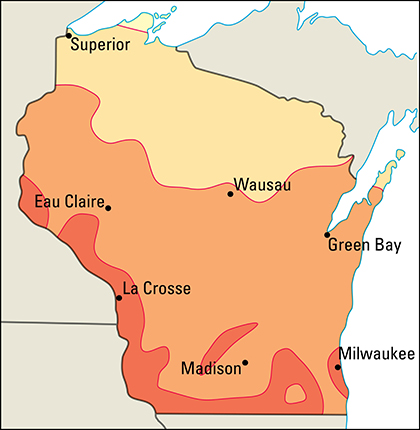 Average July temperatures in Wisconsin