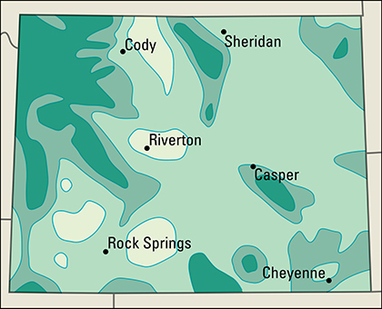 Average yearly precipitation in Wyoming