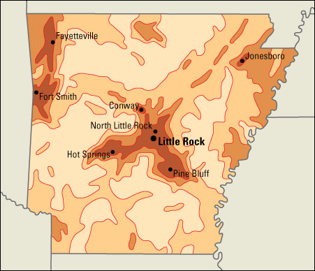 Population density in Arkansas