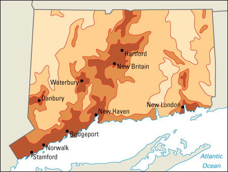 Population density in Connecticut