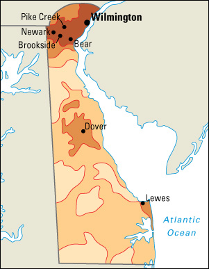 Population density in Delaware