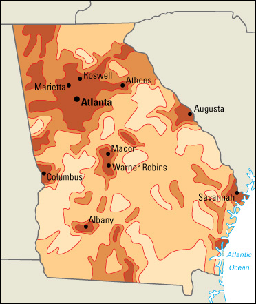 Population density in Georgia