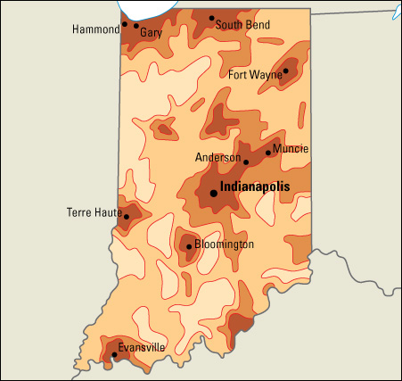 Population density in Indiana