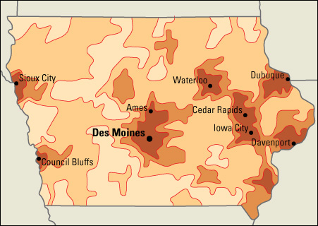 Population density in Iowa