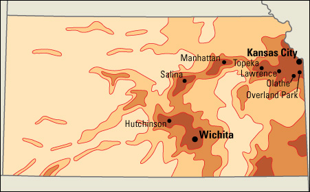 Population density in Kansas