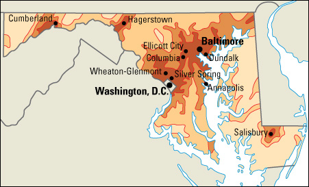 Population density in Maryland