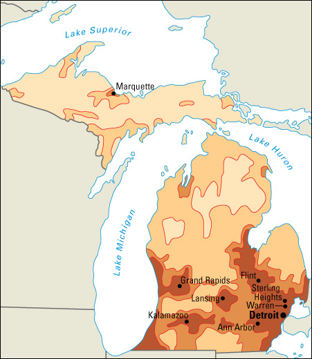 Population density in Michigan