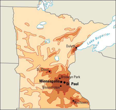 Population density in Minnesota