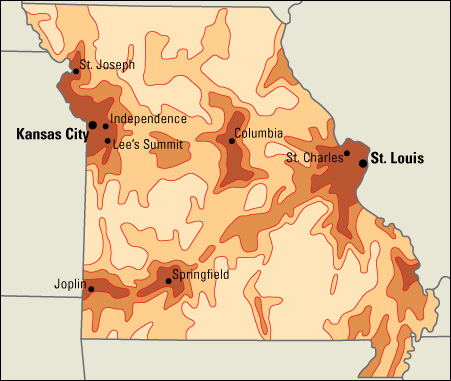 Population density in Missouri