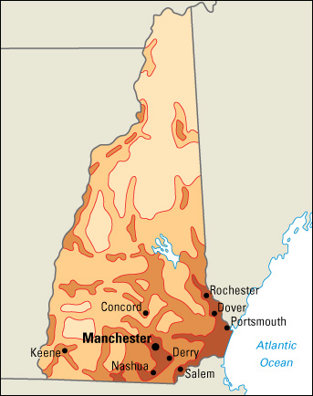 Population density in New Hampshire