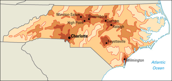 Population density in North Carolina