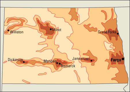 Population density in North Dakota