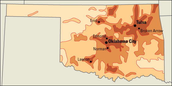 Population density in Oklahoma