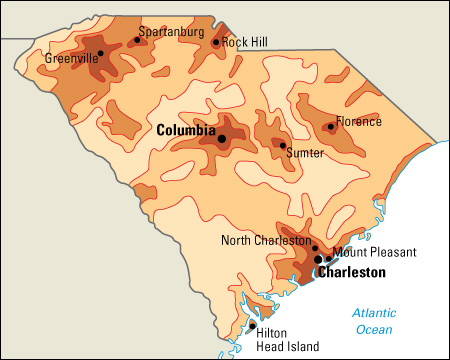 Population density in South Carolina