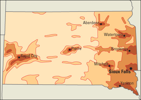 Population density in South Dakota