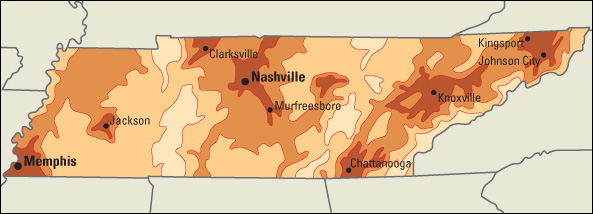 Population density in Tennessee