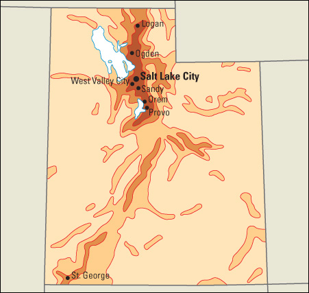 Population density in Utah