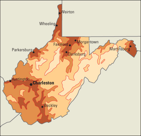 Population density in West Virginia