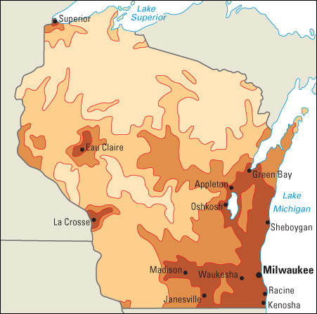 Population density in Wisconsin