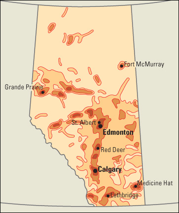 Population density in Alberta