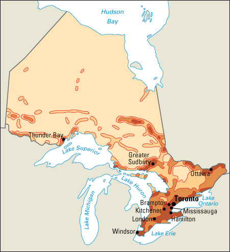 Population density in Ontario