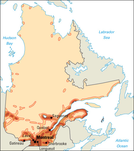 Population density in Quebec