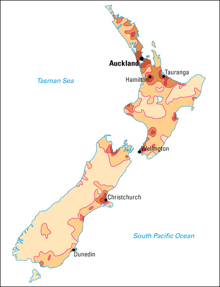 Population density in New Zealand