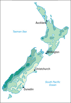 Average yearly precipitation in New Zealand