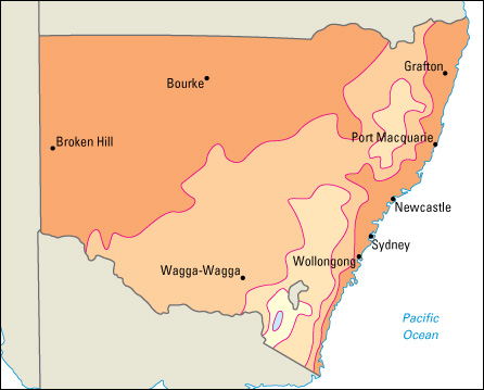 Average July temperatures in New South Wales