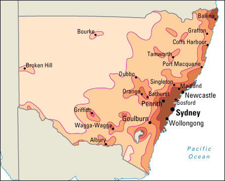 Population density in New South Wales