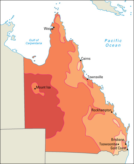 Average January temperatures in Queensland