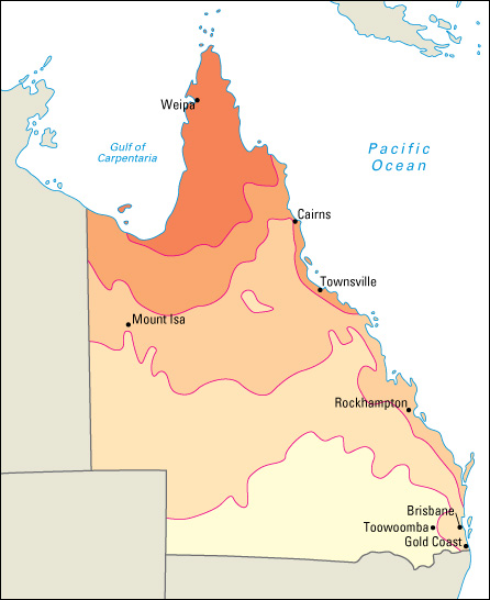 Average July temperatures in Queensland