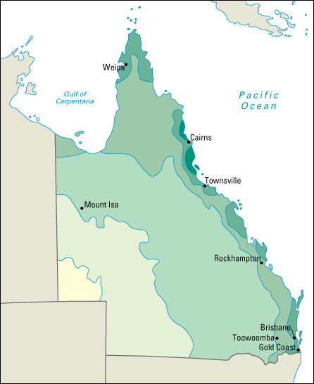 Average yearly precipitation in Queensland