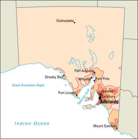 Population density in South Australia