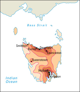 Population density in Tasmania