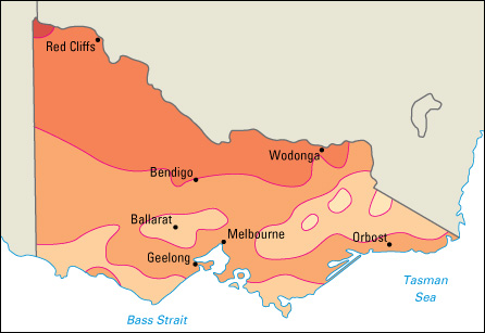 Average January temperatures in Victoria