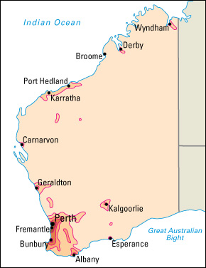 Population density in Western Australia