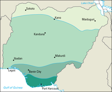 Nigeria - Average yearly precipitation