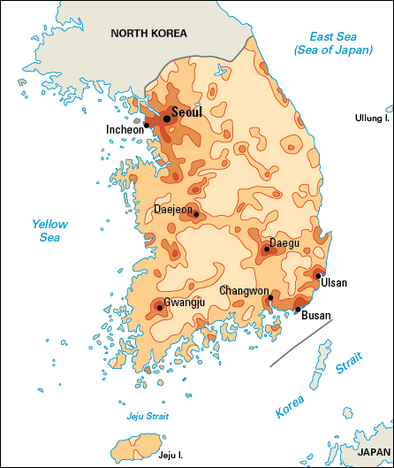 Population density in South Korea