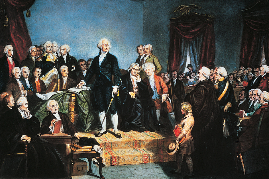 Washington giving inaugural address