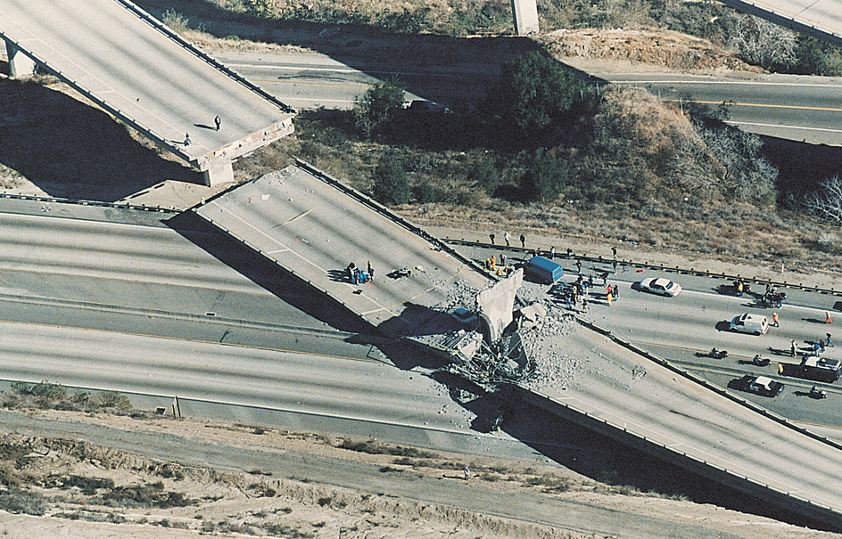 Earthquake damage to freeway