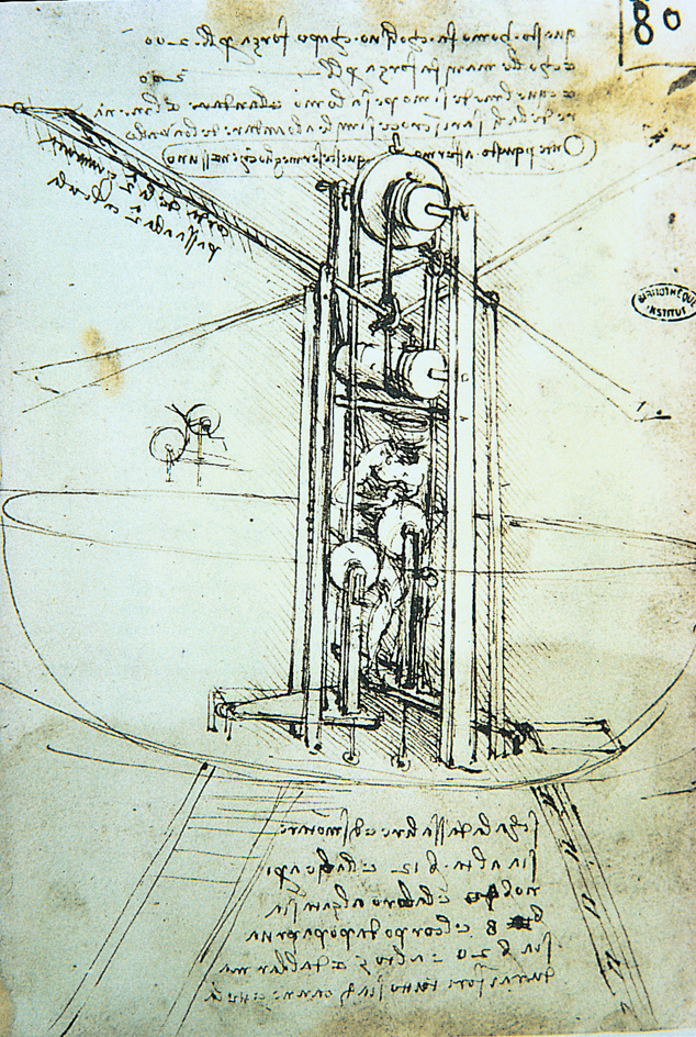 Flying machine drawing by Leonardo da Vinci