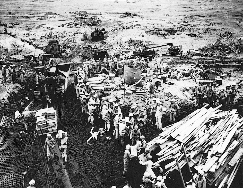 Supplies poured ashore on Iwo Jima