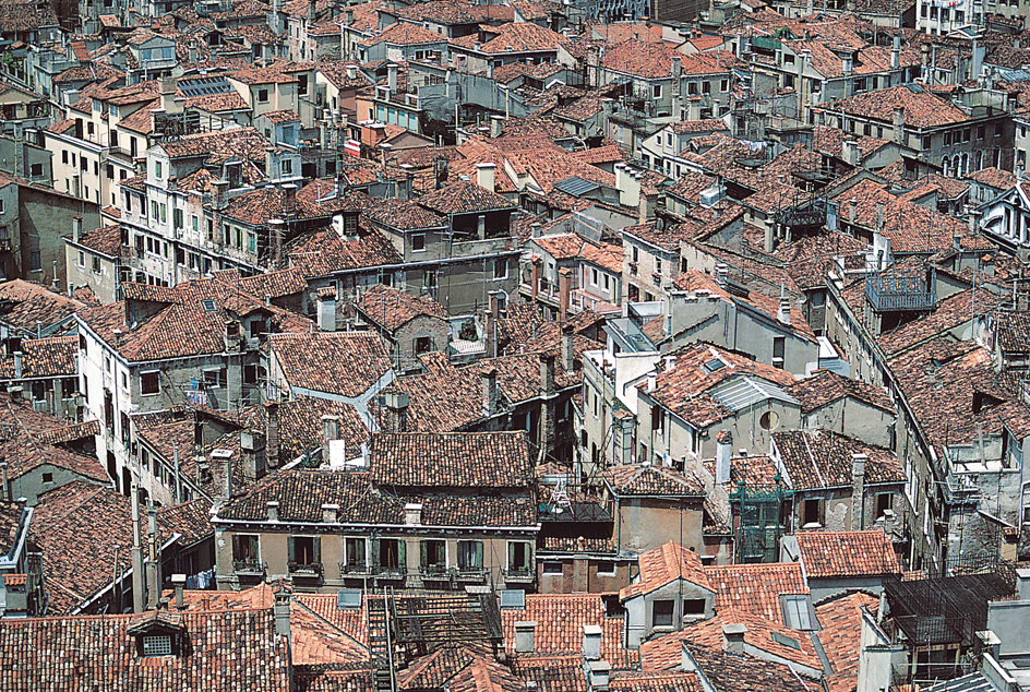 Low-rise, concrete apartment buildings