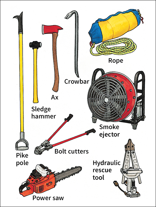 Some equipment carried on fire trucks